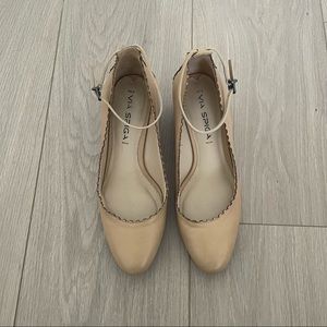 Via Spiga / Tan Block Heels with Ankle Strap